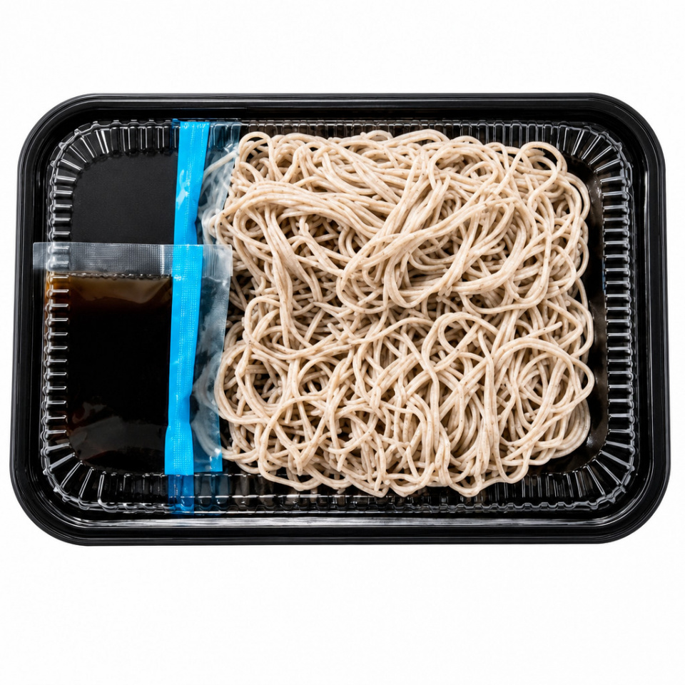 トップパリュ「調理麺」容器など簡素化「大盛ざるそば」つゆカップ・薬味・わさび・ほぐし水なし