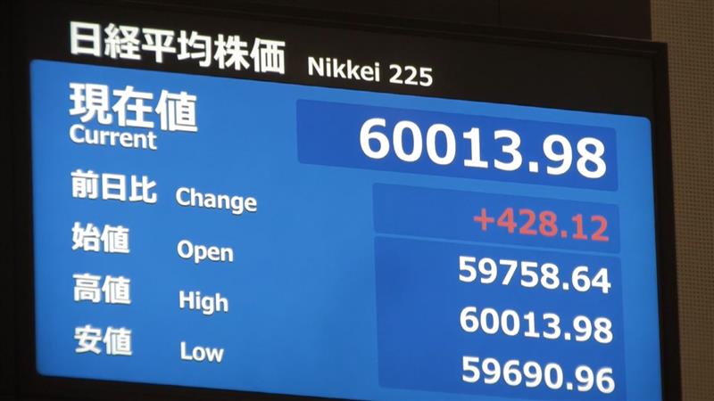 日経平均株価、初の6万円突破