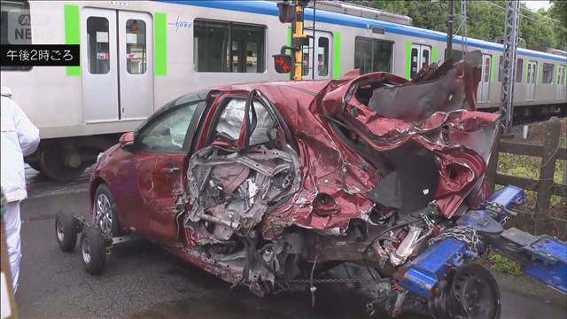 車カスの車が東武鉄道のアーバンパークラインと衝突して宇宙怪獣のように変形するもなぜか軽傷