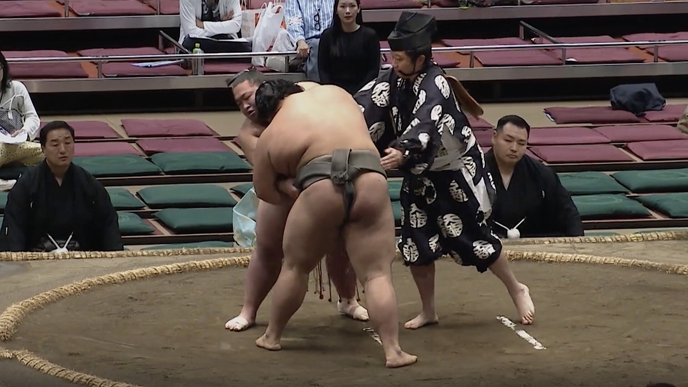 行司「はっけよーい、のこったのこった。まて、まて、動くな、動くな…動くな！！動くな」